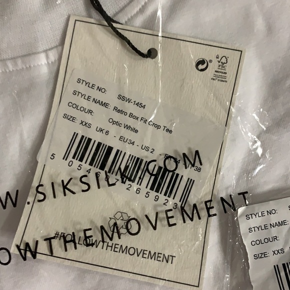SikSilk New With Tags Retro Box Fit Crop 100% Cotton Tee – Optic White Size 2 - Picture 8 of 10